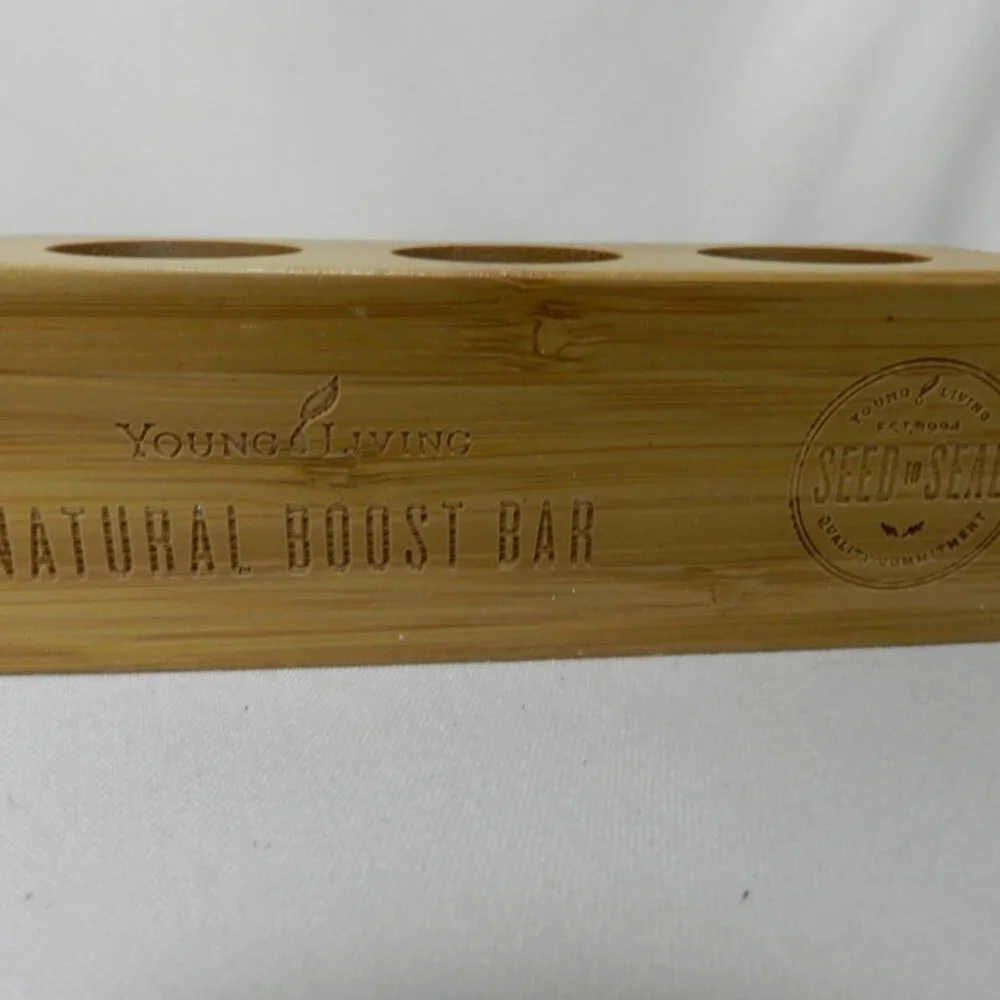Young Living Bamboo Holder Natural Boost Bar Holds 3 bottles 5 ml in box NIB NEW